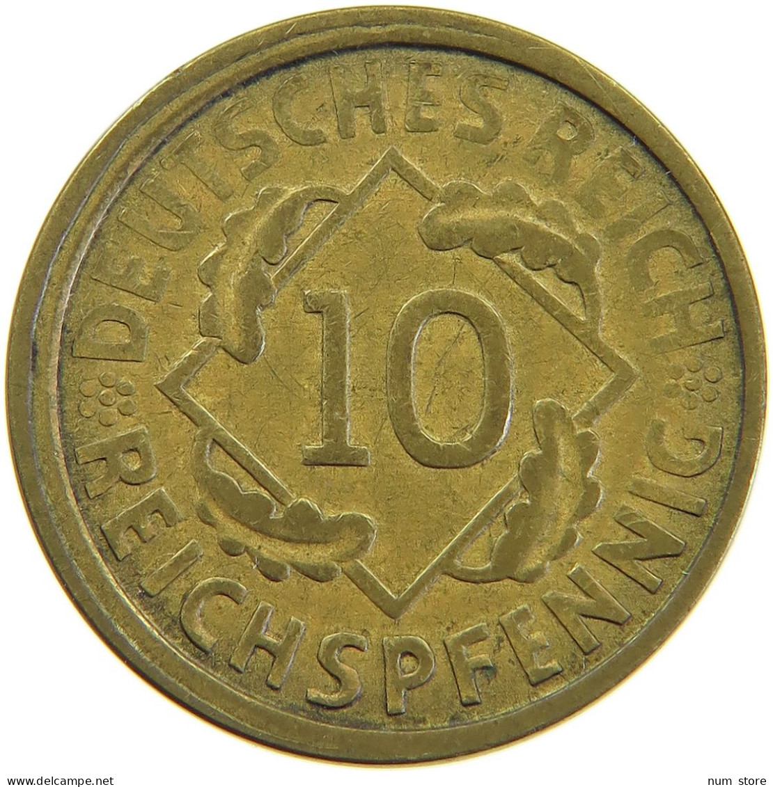 GERMANY WEIMAR 10 REICHSPFENNIG Verprägung: Rückseite = Incuse Vorderseite #t032 0457 - 10 Renten- & 10 Reichspfennig