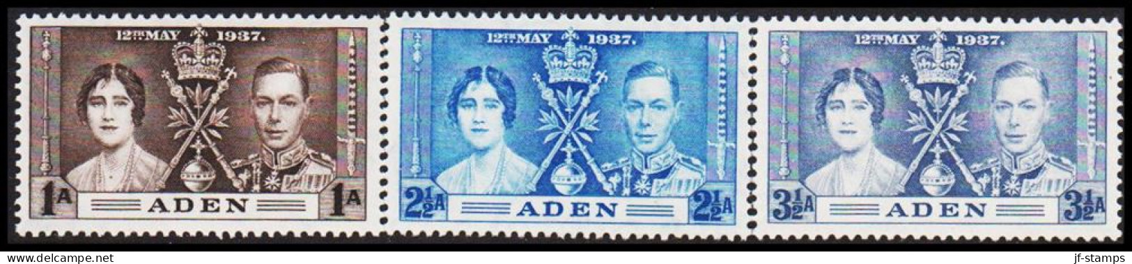 1937. ADEN. Georg VI Coronation Complete Set. Hinged.  (Michel 13-15) - JF544353 - Aden (1854-1963)