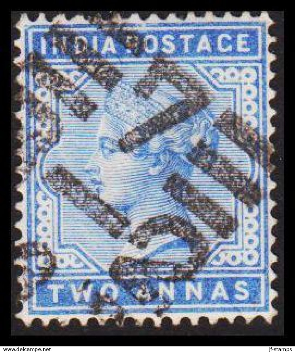 1882-1886. INDIA. Victoria. TWO ANNAS. Interesting Cancel.  - JF544370 - 1858-79 Kronenkolonie