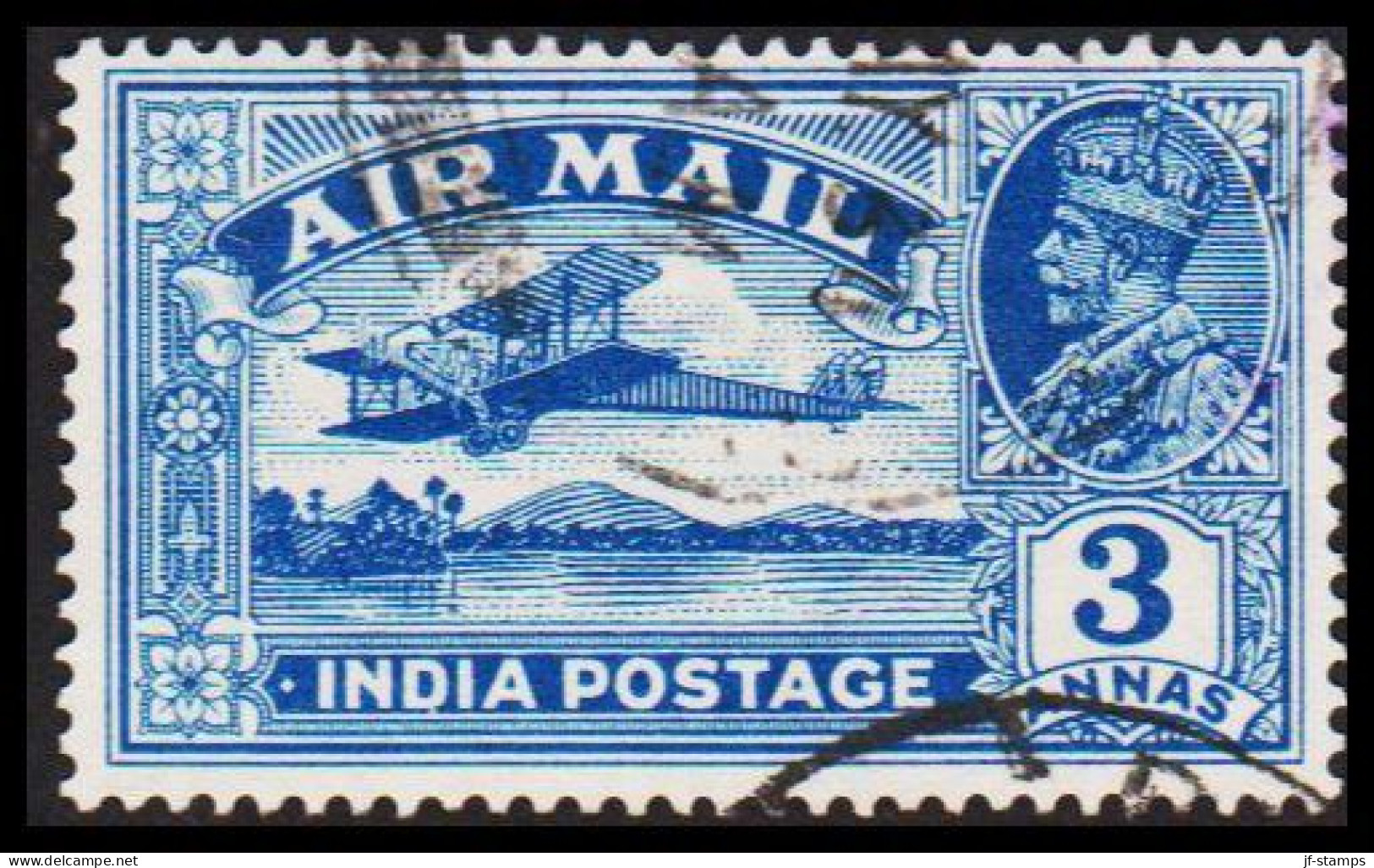 1929. INDIA. Georg V AIR MAIL 3 ANNAS  - JF544373 - 1911-35 Roi Georges V