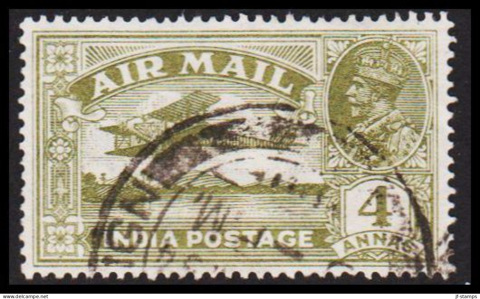 1929. INDIA. Georg V AIR MAIL 4 ANNAS  - JF544374 - 1911-35 Roi Georges V