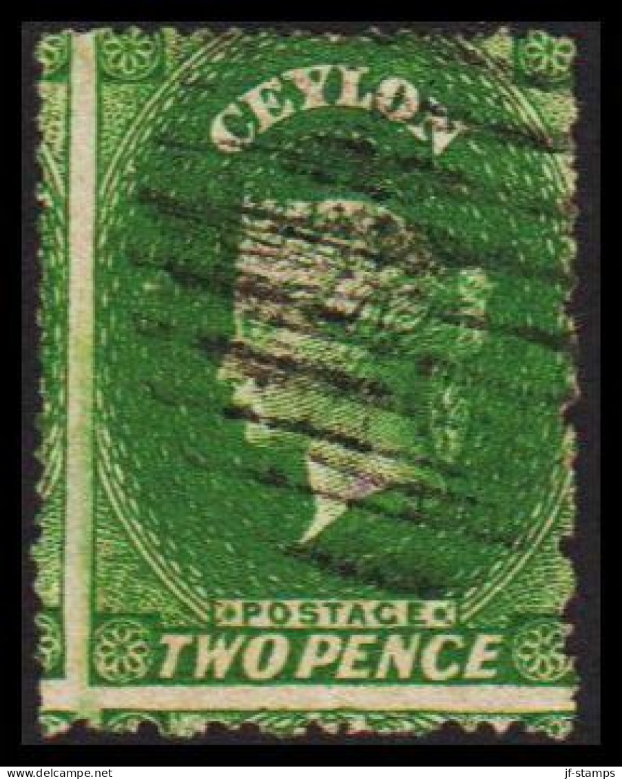 1861-1863. CEYLON. Victoria. TWO PENCE Perforated. Watermark STAR. Fine Cancel. (MICHEL 14C) - JF544379 - Ceylon (...-1947)