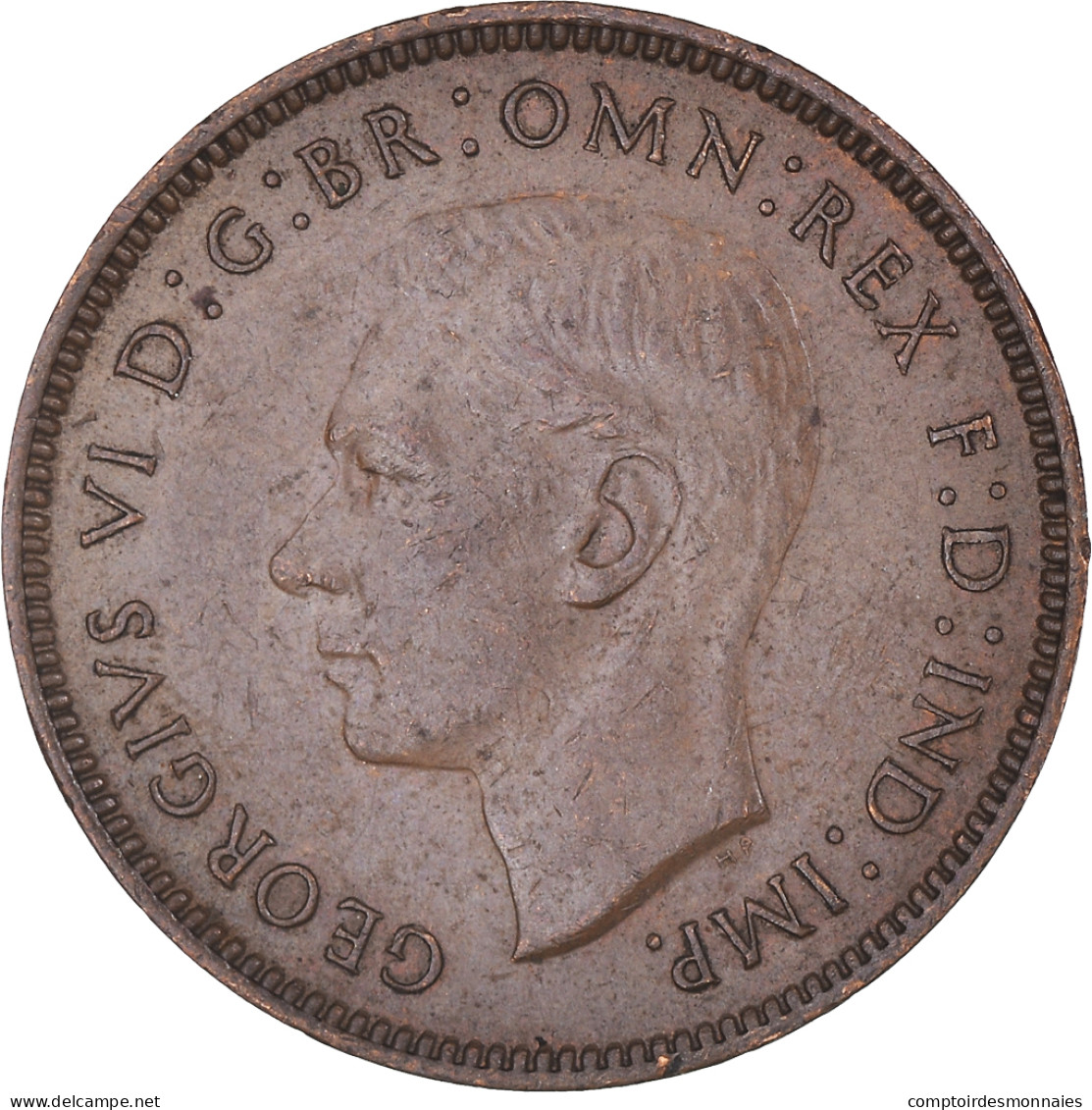 Monnaie, Grande-Bretagne, George VI, Farthing, 1944, TTB+, Bronze, KM:843 - B. 1 Farthing