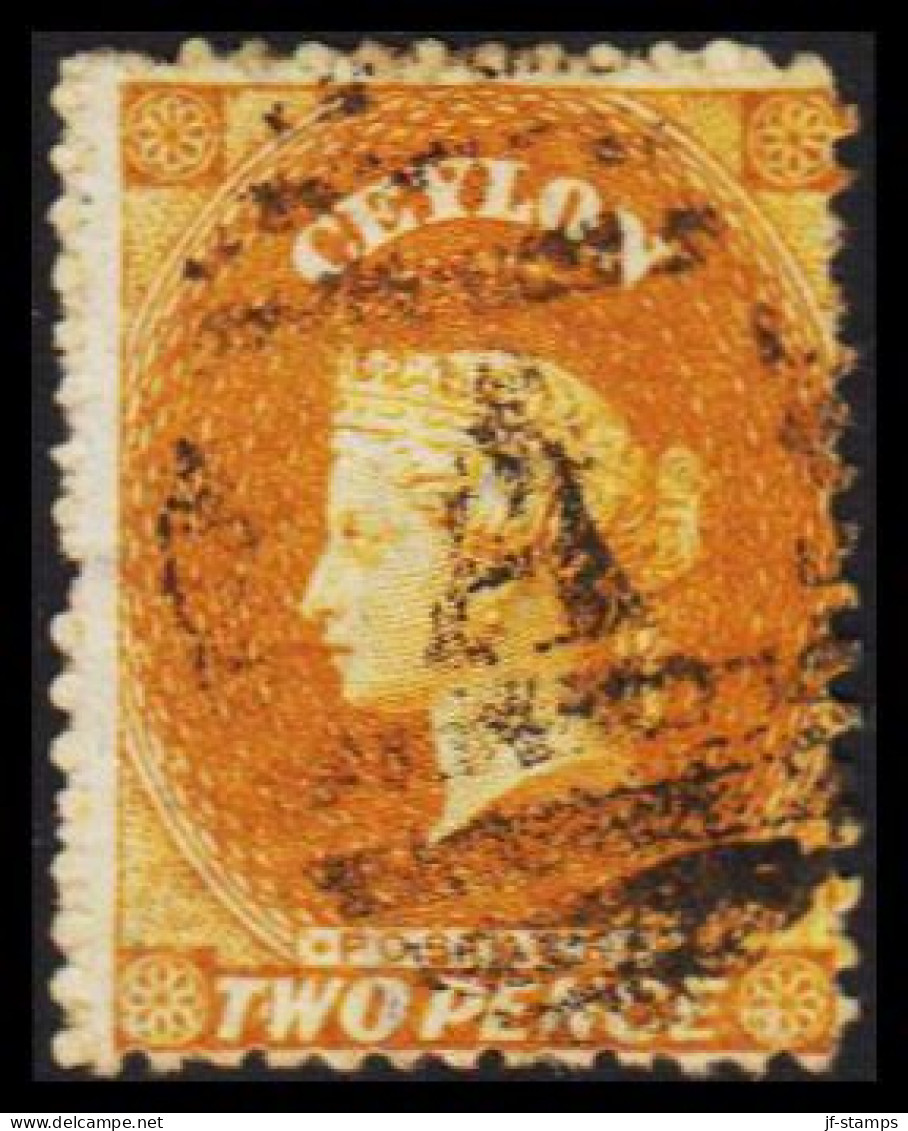 1861-1863. CEYLON. Victoria. TWO PENCE Perforated. Interesting Shade And Cancel.  (MICHEL 32) - JF544390 - Ceylon (...-1947)