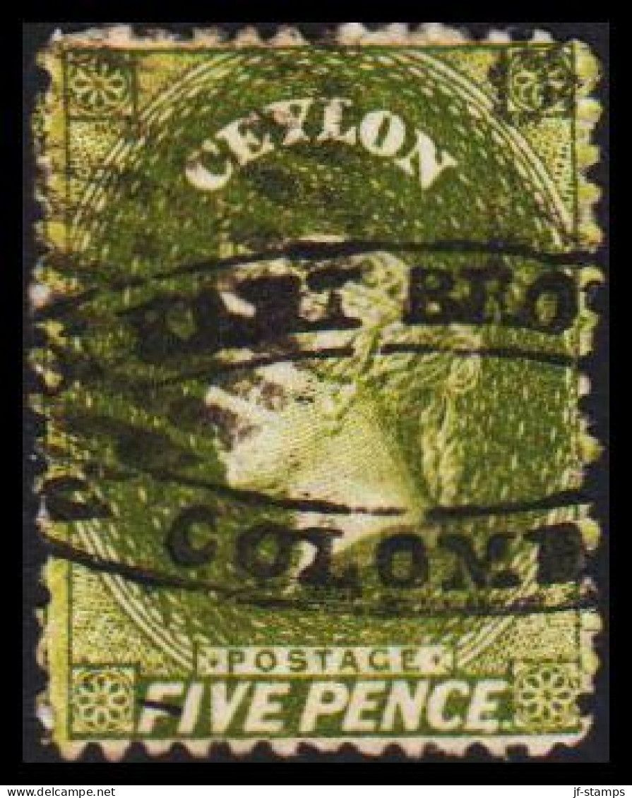 1861-1863. CEYLON. Victoria. FIVE PENCE Perforated. Interesting Cancel KARI BRO... COLOMBO.  (MICHEL 35) - JF544391 - Ceylan (...-1947)