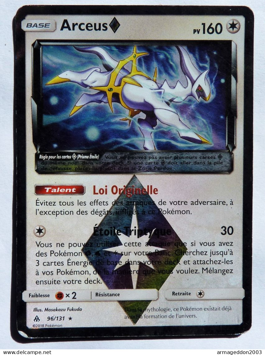 Carte Pokémon Arceus Prism Star 96/131 Holo Soleil & Lune TBE FRANCE 2018 - Soleil & Lune