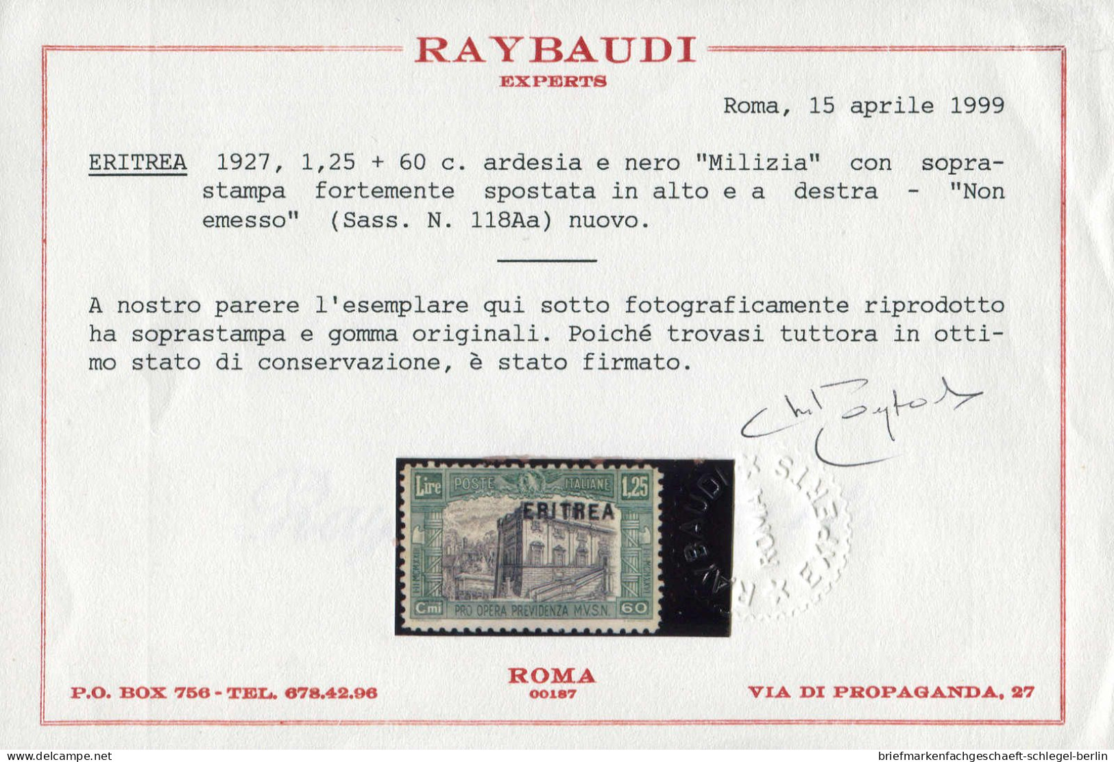 Italienisch Eritrea, 1927, Postfrisch - Autres & Non Classés