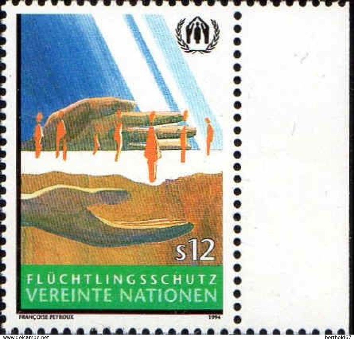 ONU (Vienne) Poste N** Yv:186 Mi 166  Flüchtlingsschutz (Bord De Feuille) - Unused Stamps