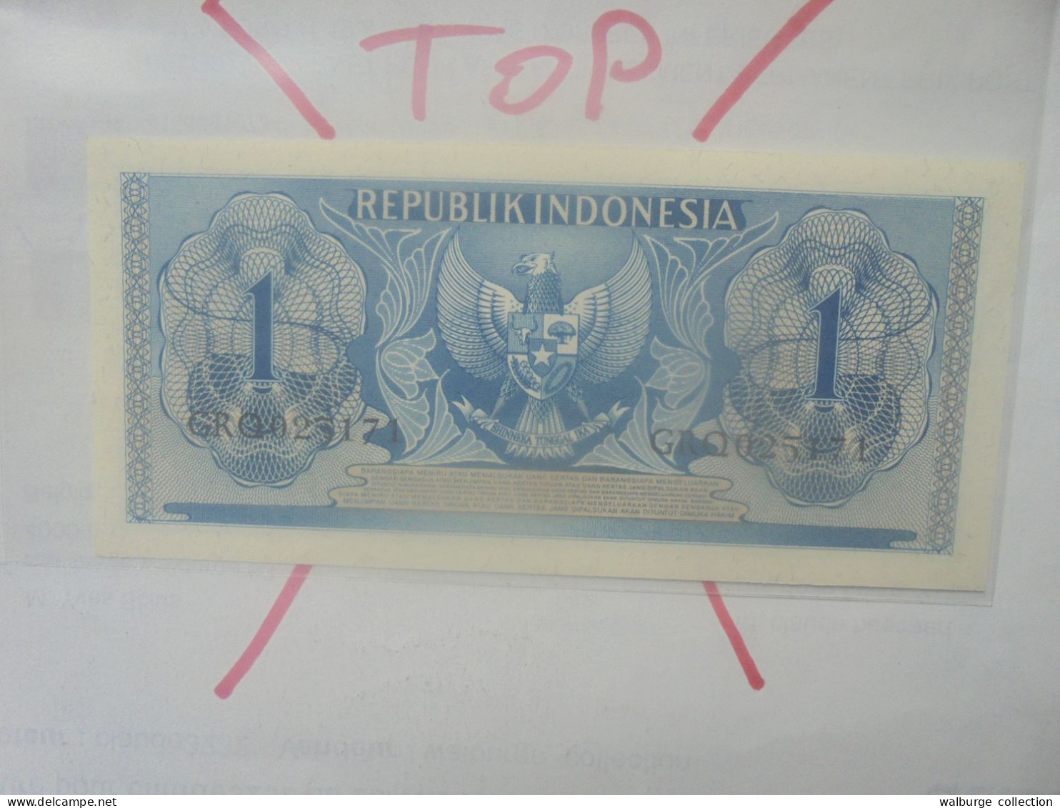 INDONESIE 1 Rupiah 1956 Neuf (B.33) - Indonesia