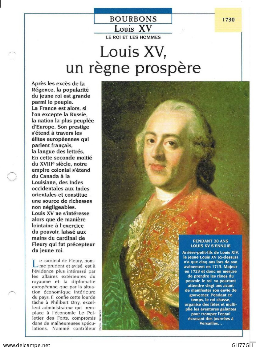 FICHE ATLAS: LOUIS XV UN REGNE PROSPERE -BOURBONS - Geschiedenis