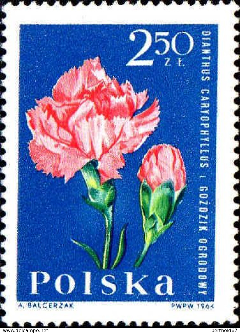 Pologne Poste N** Yv:1394/1405 Fleurs Manque 1395