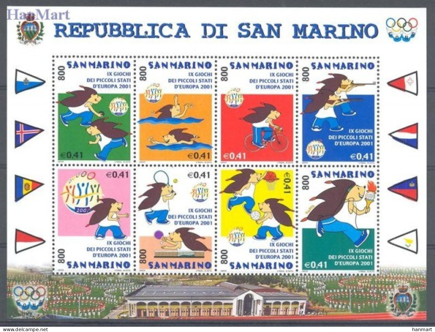 San Marino 2001 Mi Sheet 1958-1965 MNH  (ZE2 SMRark1958-1965) - Baloncesto