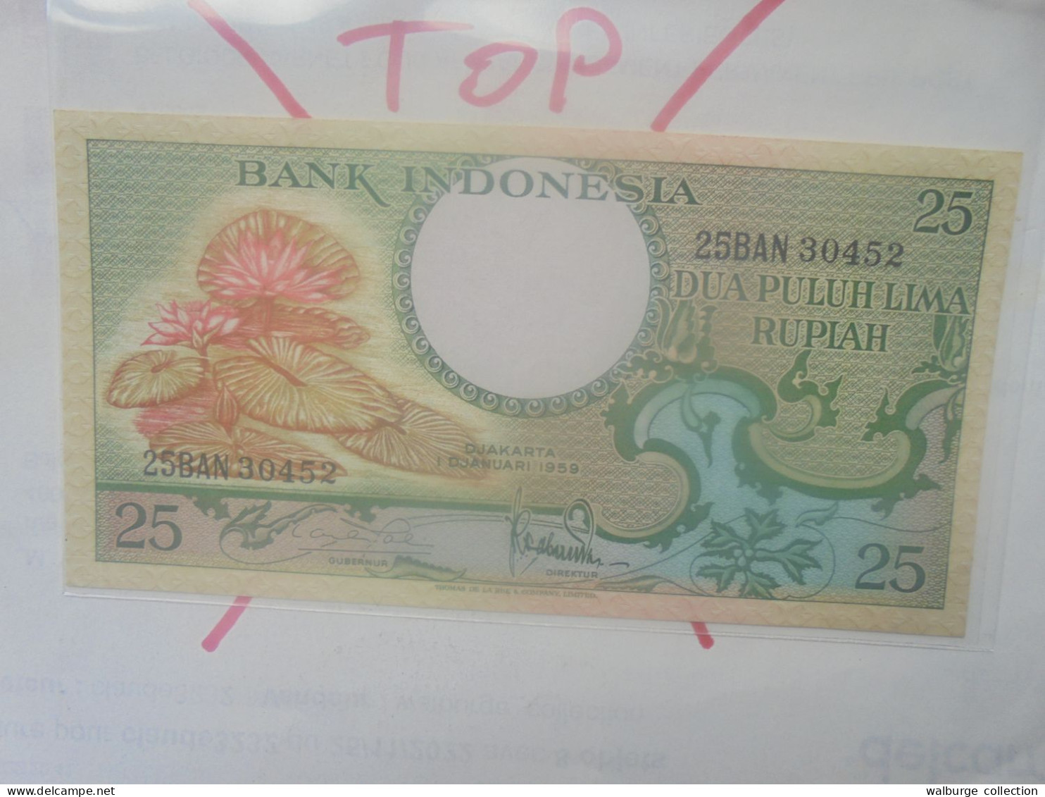 INDONESIE 25 Rupiah ND 1959 Neuf (B.33) - Indonesië