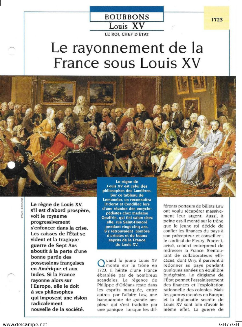 FICHE ATLAS: LE RAYONNEMENT DE LA FRANCE SOUS LOUIS XV -BOURBONS - Histoire