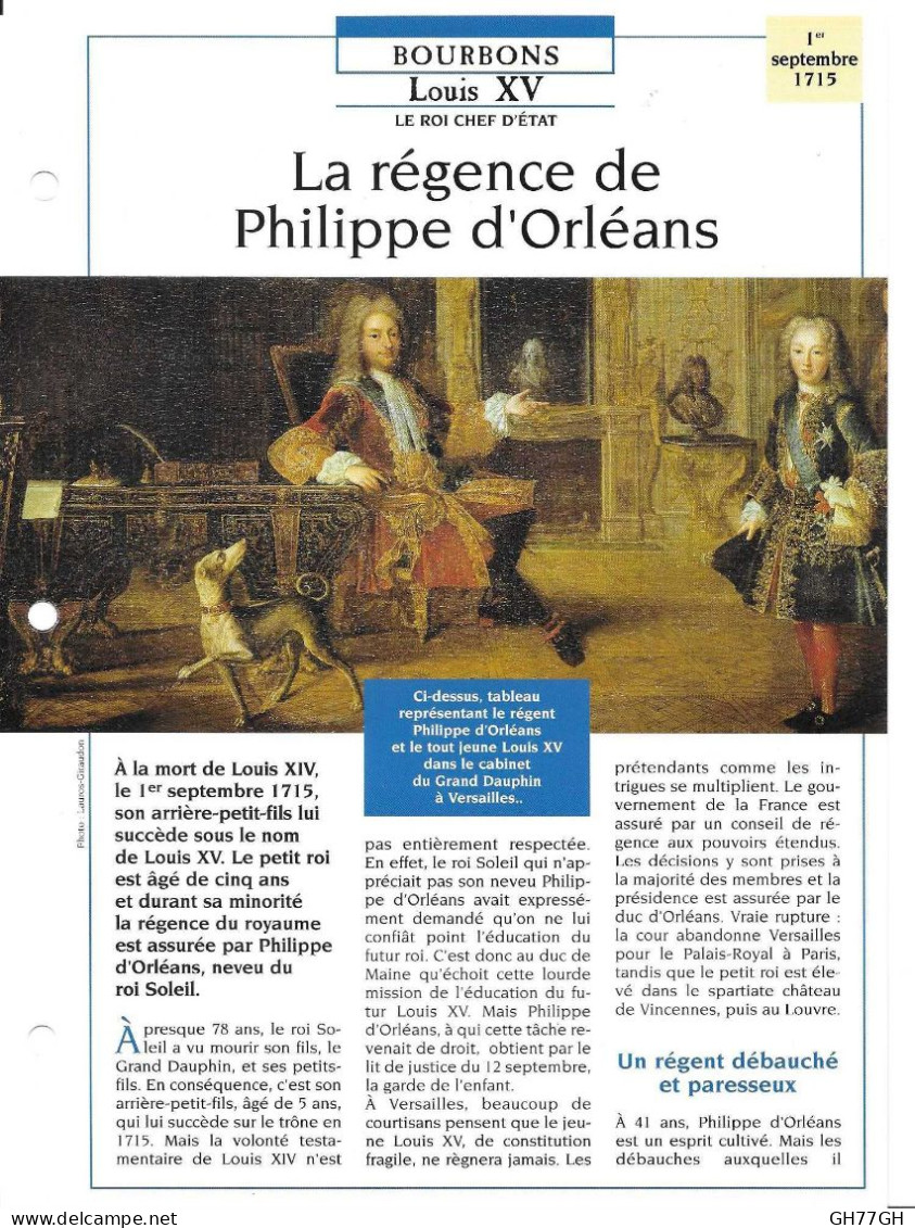 FICHE ATLAS: LA REGENCE DE PHILIPPE D'ORLEANS -BOURBONS - Geschichte