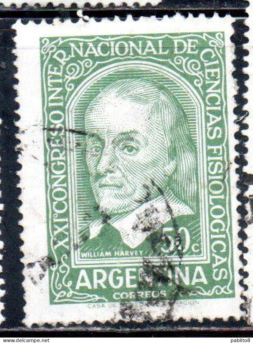 ARGENTINA 1959 INTERNATIONAL CONGRESS OF PHISIOLOGICAL SCIENCES BUENOS AIRES WILLIAM HARVEY 50c USED USADO OBLITERE' - Gebraucht