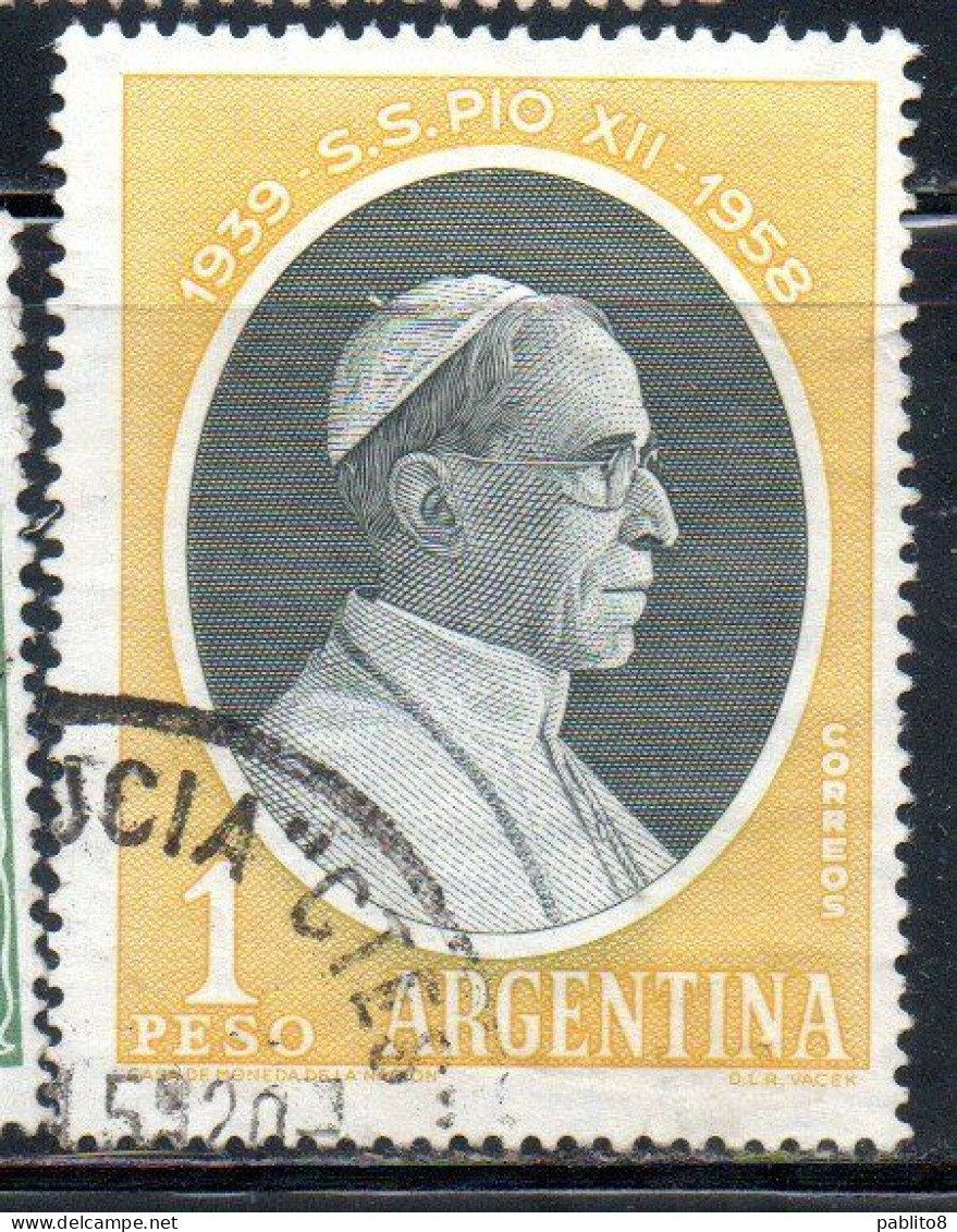 ARGENTINA 1959 POPE PIUS XII 1p USED USADO OBLITERE' - Gebruikt