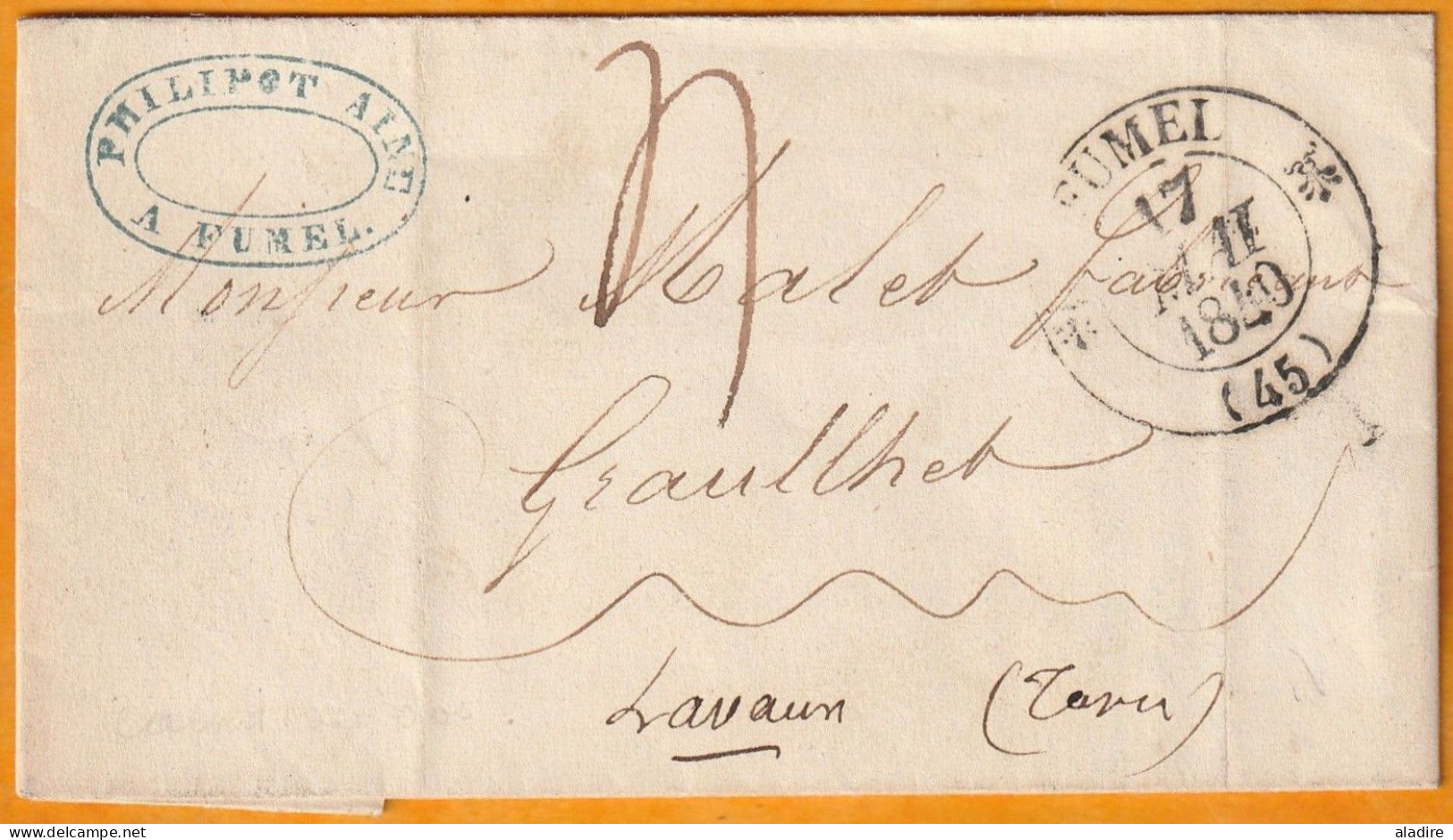 1840 - Cursive 77 GRAULHET Sur Lettre Pliée Avec Corresp De FUMEL Vers Lavaur Via Toulouse - Cad Transit Et Arrivée - 1801-1848: Voorlopers XIX