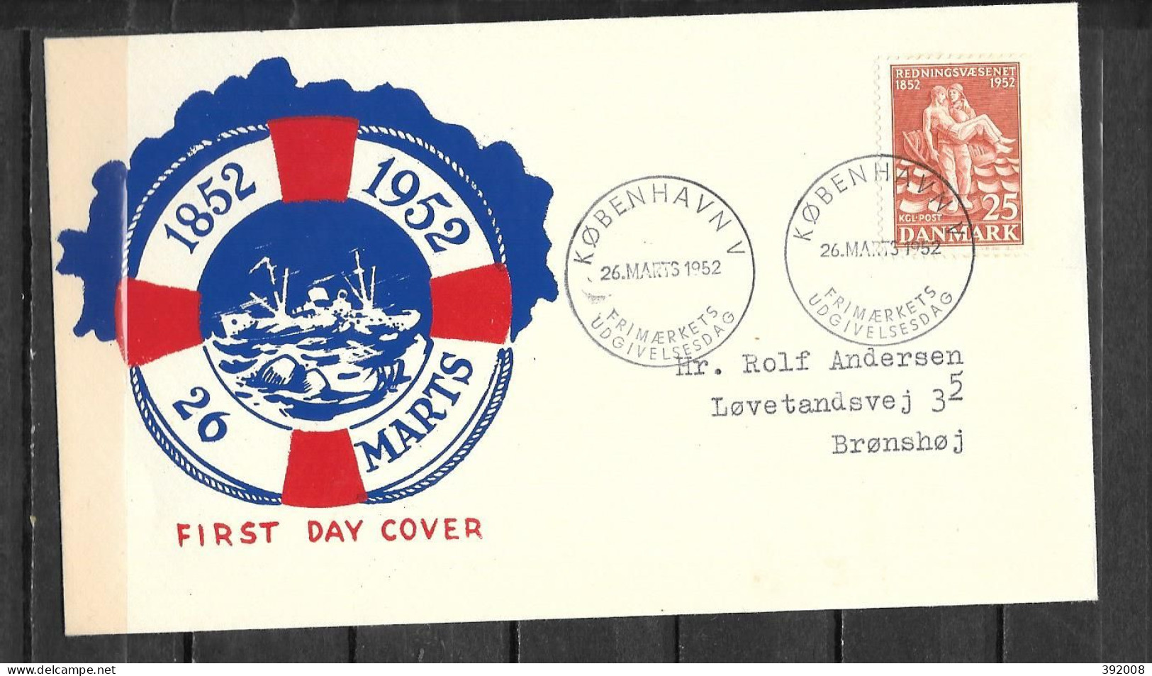 1952 - 344 - 100 Ans Sauvetage Maritime - FDC
