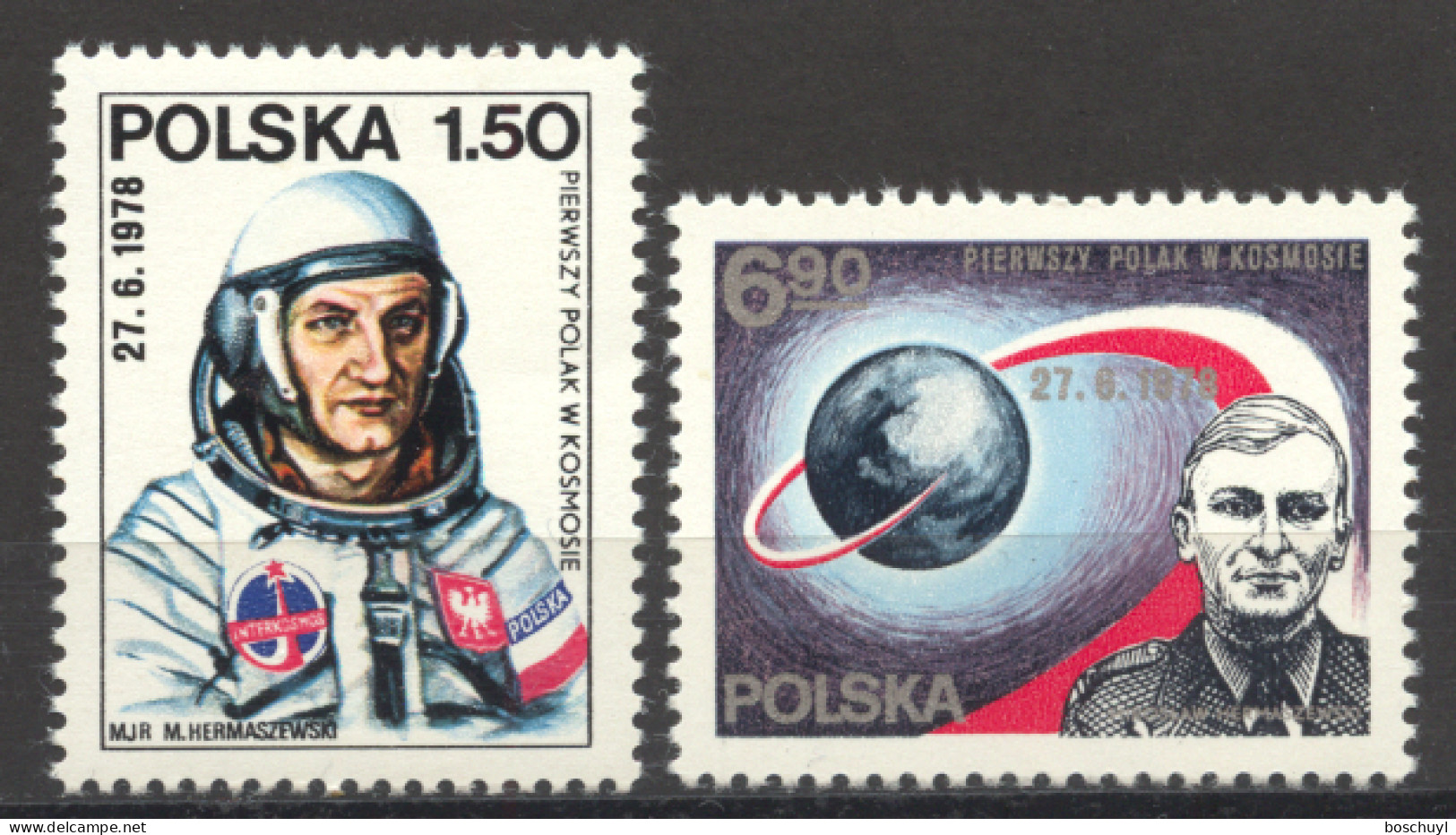 Poland, 1978, Space, Interkosmos, MNH, Michel 2563-2564 - Unused Stamps