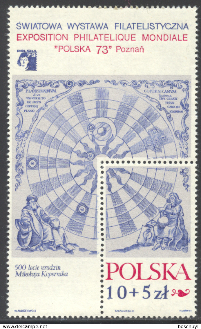 Poland, 1972, Copernicus, Astronomy, Mathematics, Polska Stamp Exhibition, MNH, Michel Block 52 - Unused Stamps