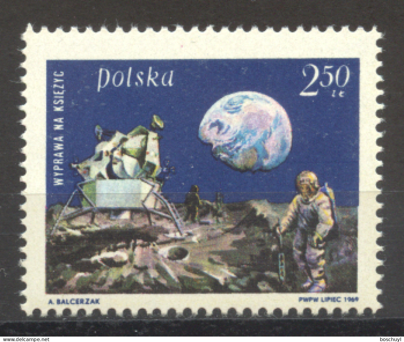 Poland, 1969, Space, Lunar Landing, Moon Landing, MNH, Michel 1940 - Neufs