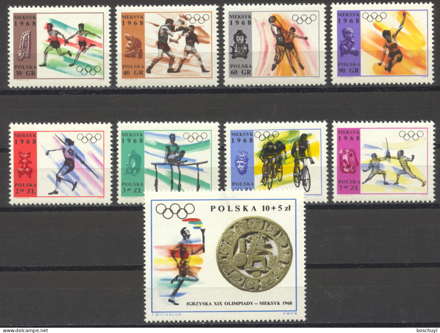 Poland, 1968, Olympic Summer Games Mexico, Sports, MNH, Michel 1855-1863 - Neufs