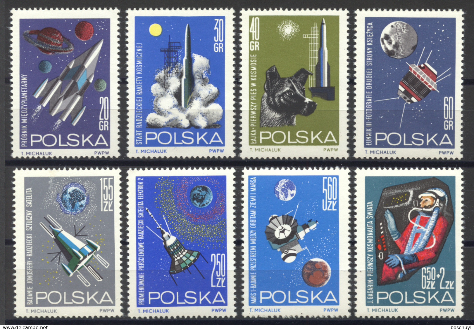 Poland, 1964, Space, Spacecraft, Gagarin, MNH, Michel 1553-1560 - Nuevos