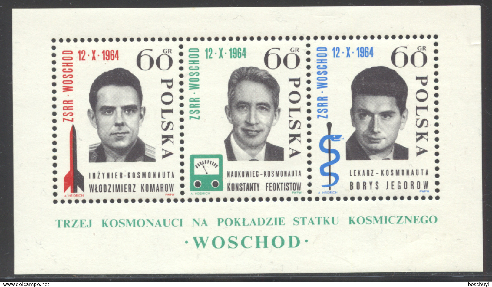 Poland, 1964, Space, Cosmonauts, MNH, Michel Block 35 - Neufs