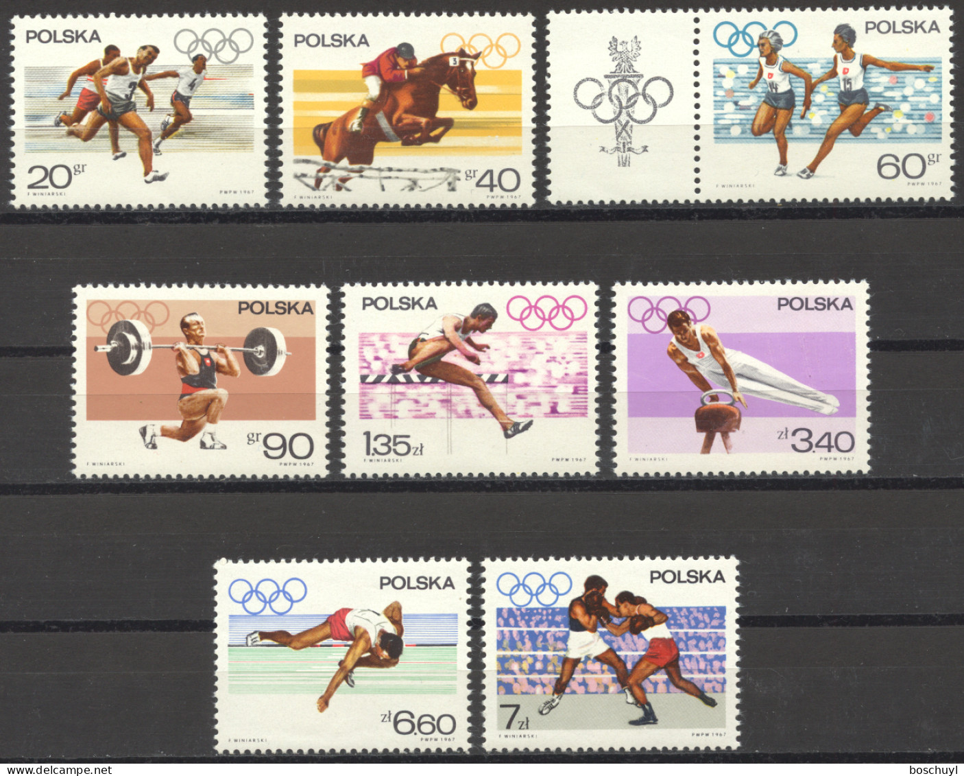 Poland, 1967, Olympic Games, Sports, MNH, Michel 1761-1768 - Unused Stamps