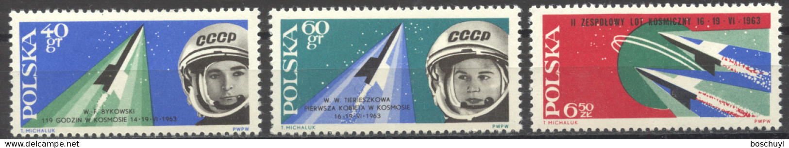 Poland, 1963, Space, Vostok, Tereshkova, MNH, Michel 1415-1417 - Ongebruikt