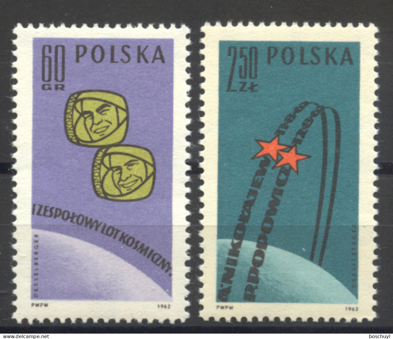 Poland, 1962, Space, Vostok, MNH, Michel 1350-1351 - Unused Stamps