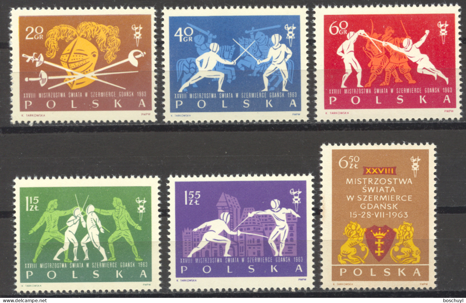 Poland, 1963, Fencing World Championships, Sports, MNH, Michel 1405-1410A - Nuevos