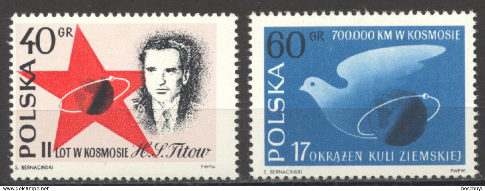 Poland, 1961, Space, Titov, Cosmonaut, Dove, MNH, Michel 1257-1258 - Unused Stamps