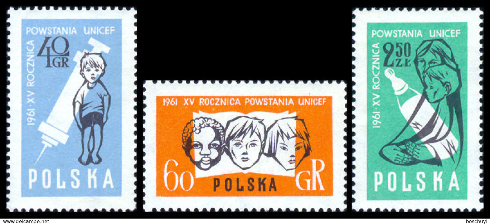 Poland, 1961, UNICEF, United Nations, MNH, Michel 1572-1574 - Ongebruikt