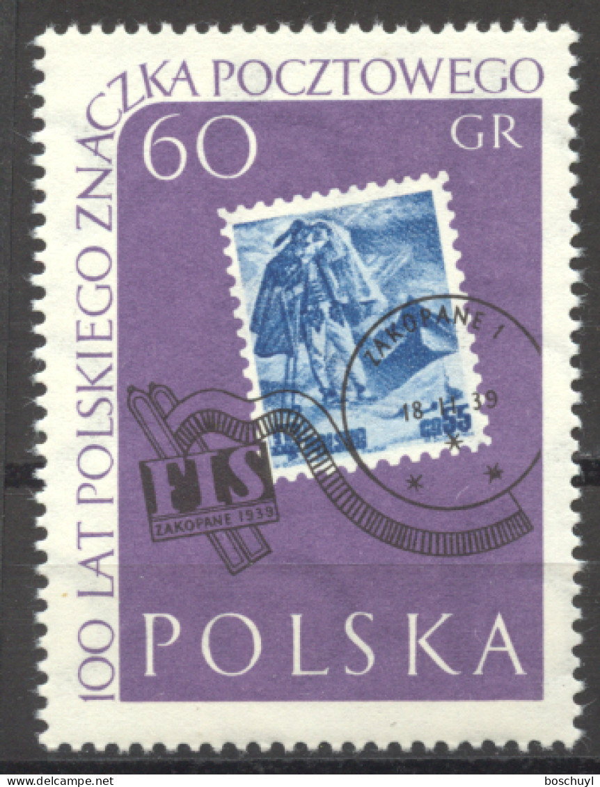 Poland, 1960, Skiing, FIS, Stamp On Stamps, MNH, Michel 1152 - Unused Stamps