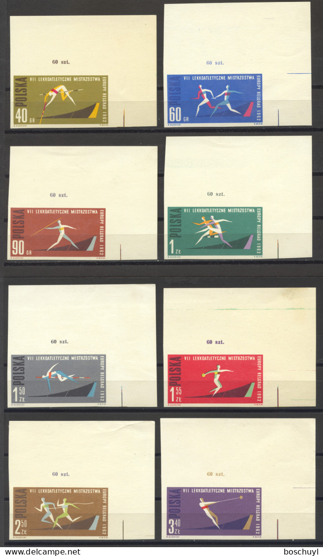 Poland, 1962, Athletics European Championships, Sports, Imperforated, MNH, Michel 1338-1345B - Unused Stamps