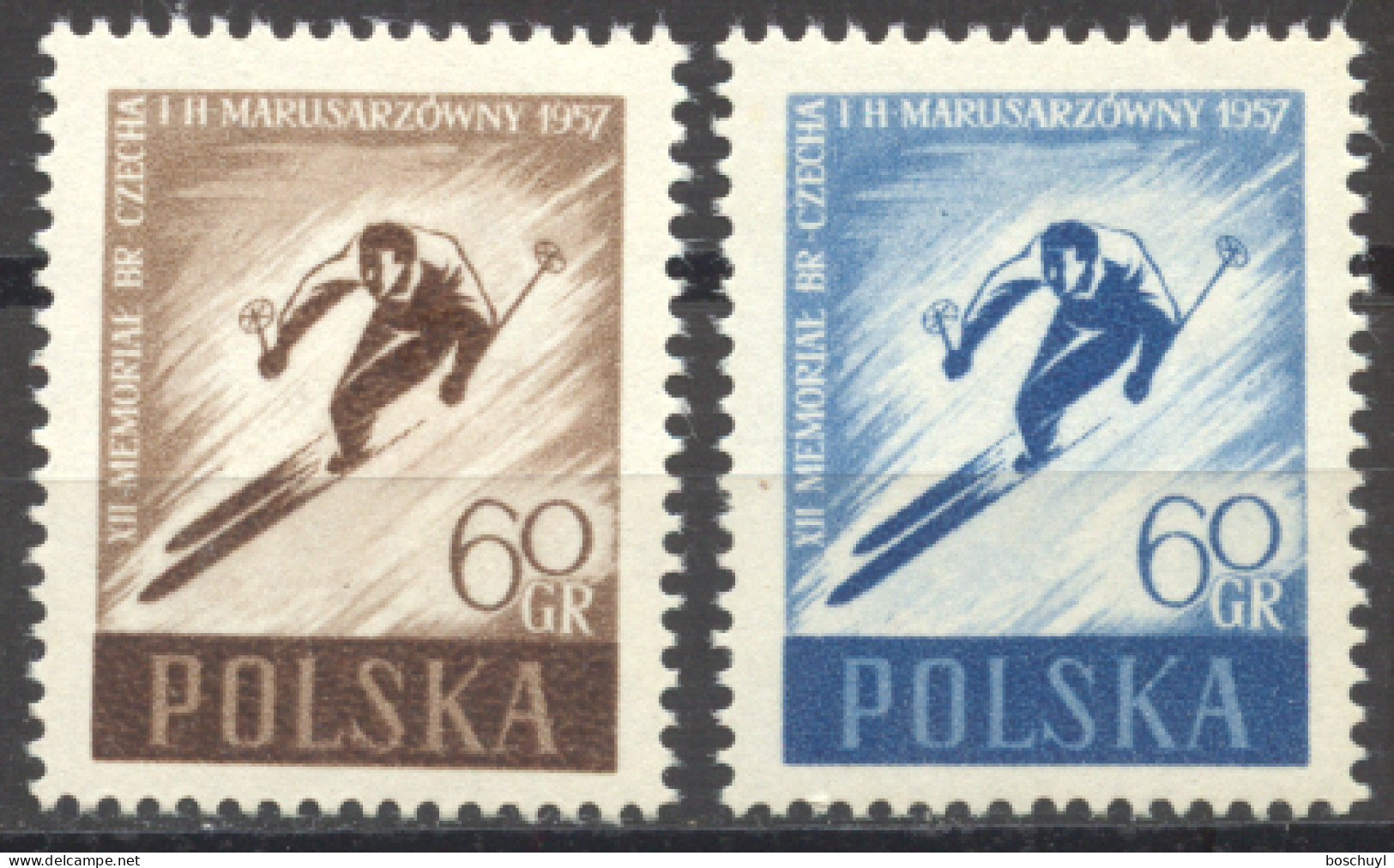 Poland, 1957, Skiing, Sports, MNH, Michel 1002-1003 - Ongebruikt