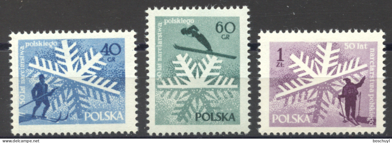 Poland, 1957, Skiing In Poland, Sports, MNH, Michel 995-997 - Neufs