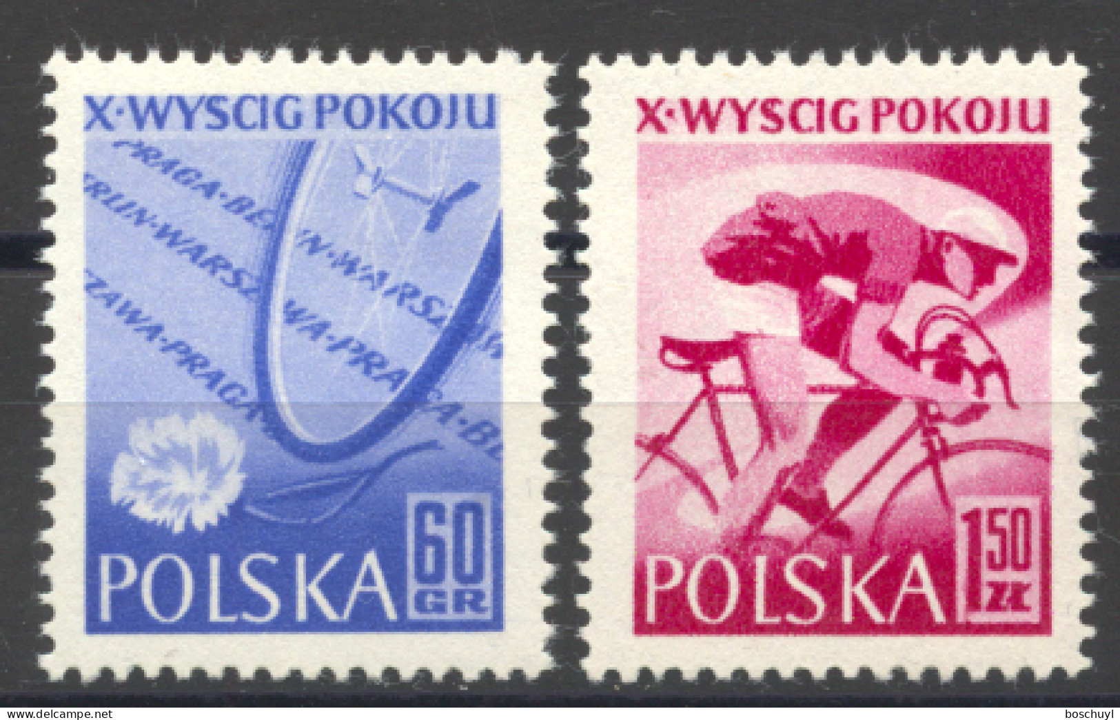 Poland, 1957, Cycling For Peace, Sports, MNH, Michel 1015-1016 - Ongebruikt