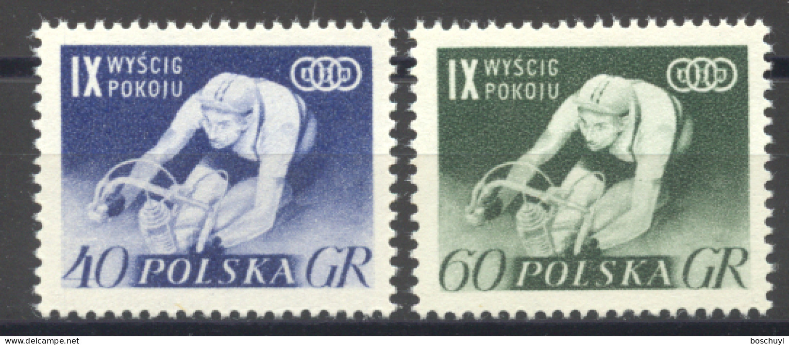 Poland, 1956, Cycling For Peace, Sports, MNH, Michel 964-965A - Unused Stamps