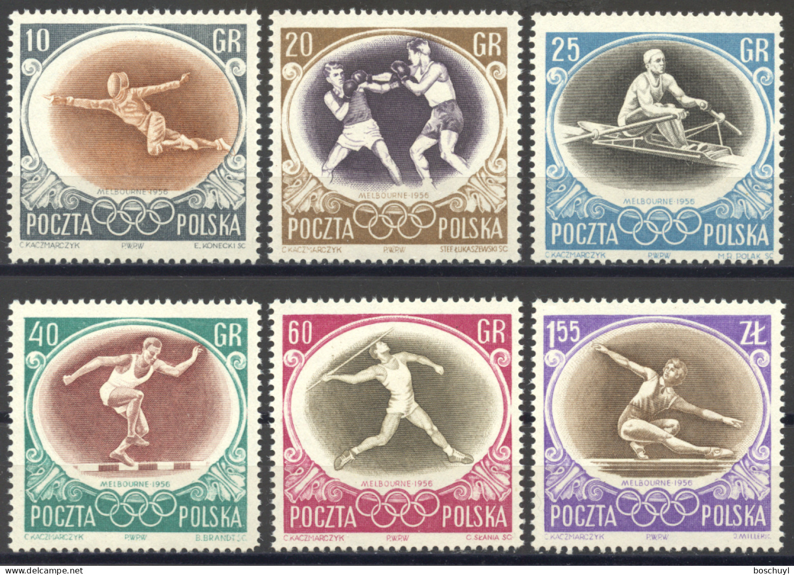 Poland, 1956, Olympic Summer Games Melbourne, Sports, MNH, Michel 984-989 - Neufs