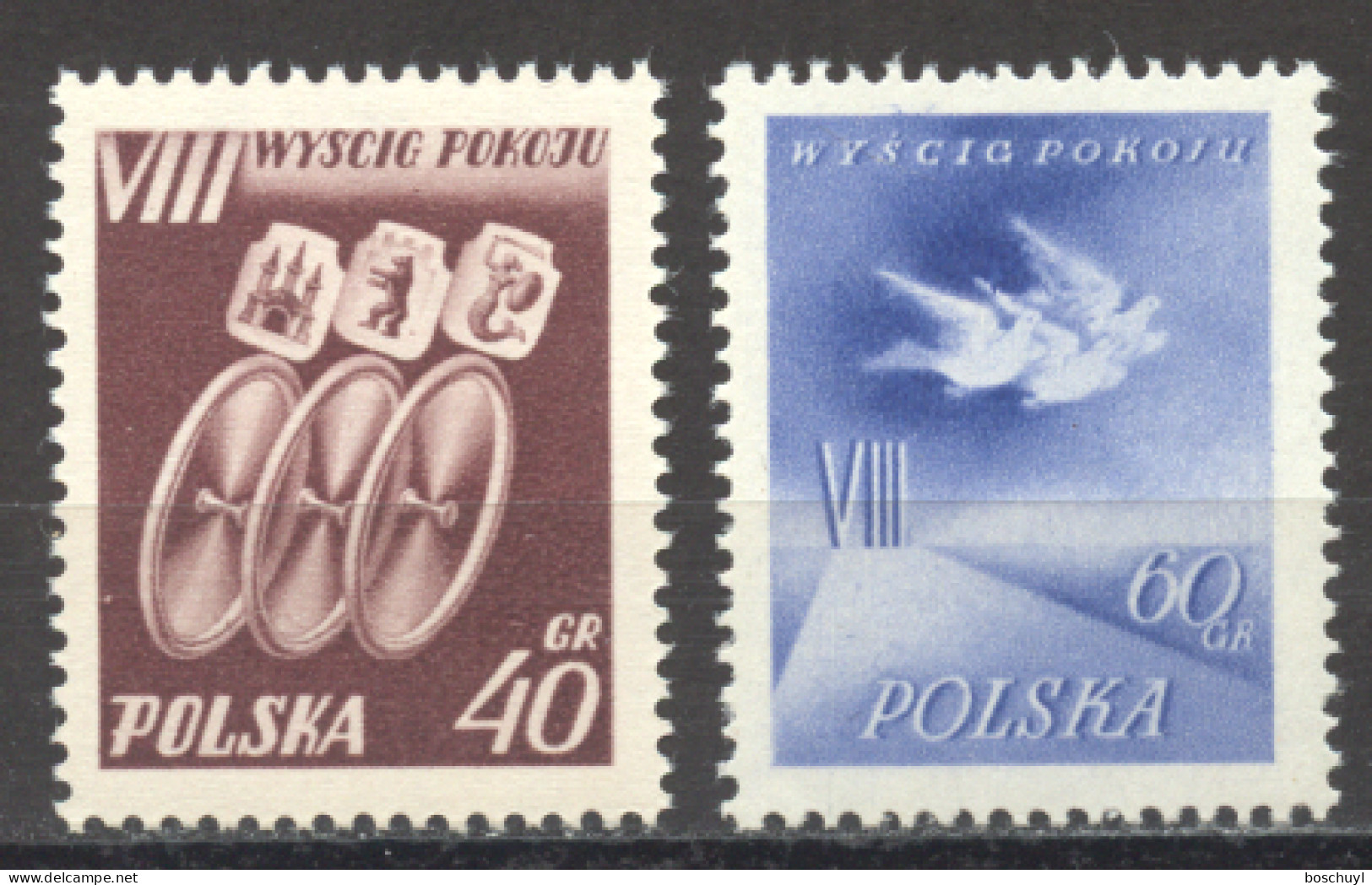 Poland, 1955, Cycling For Peace, Sports, MNH, Michel 905-906 - Nuovi