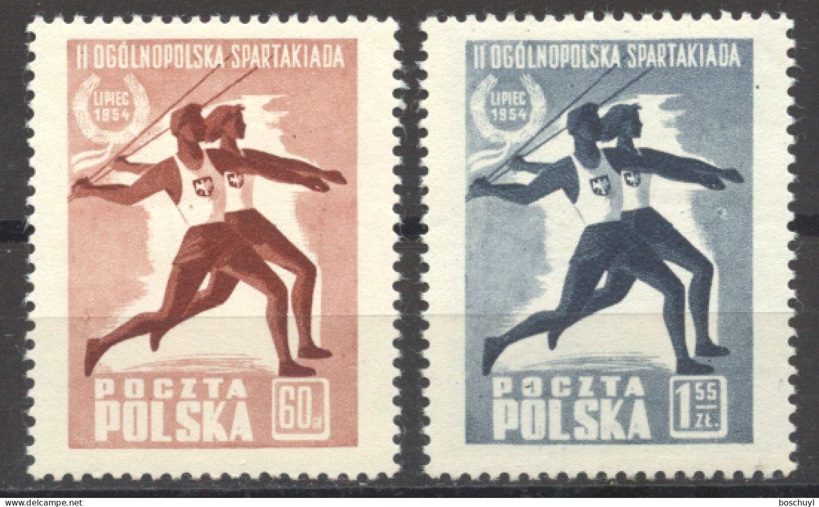 Poland, 1954, Spartakiade, Javelin, Sports, MNH, Michel 864-865 - Nuovi