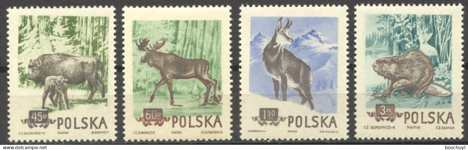 Poland, 1954, Mountain And Forest Animals, MNH, Michel 885-888A - Neufs