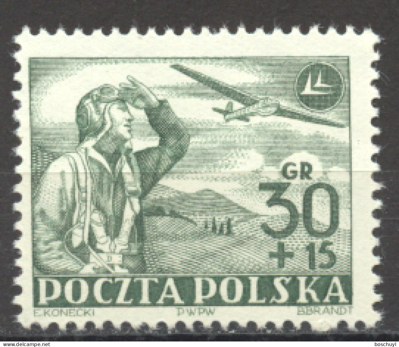 Poland, 1952, Polish Military Aviation, Airplane, Pilot, MNH, Michel 770 - Nuevos