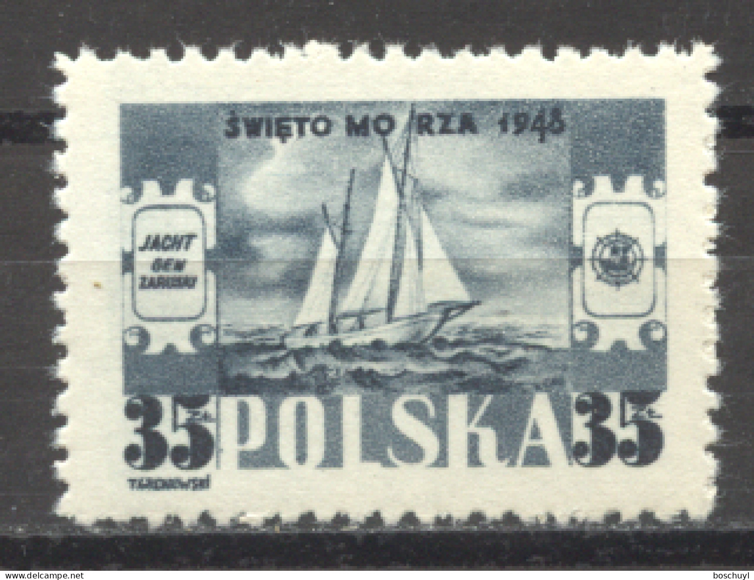 Poland, 1948, Day Of The Sea, Sailing Boat, Ship, MNH, Michel 492 - Unused Stamps