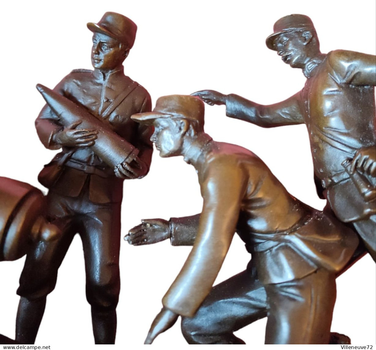 Beau Bronze Patiné "les Soldats Au Canon, 1914-1916" De Georges Omerth - Bronzes