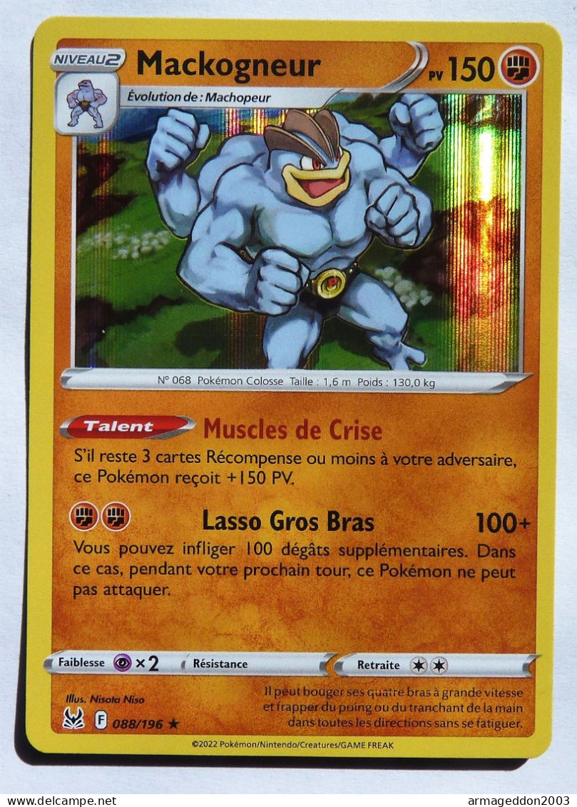 Carte Pokémon MACKOGNEUR 088/196 Holo Epée Et Bouclier 11 TBE FRANCE 2022 - Sword & Shield