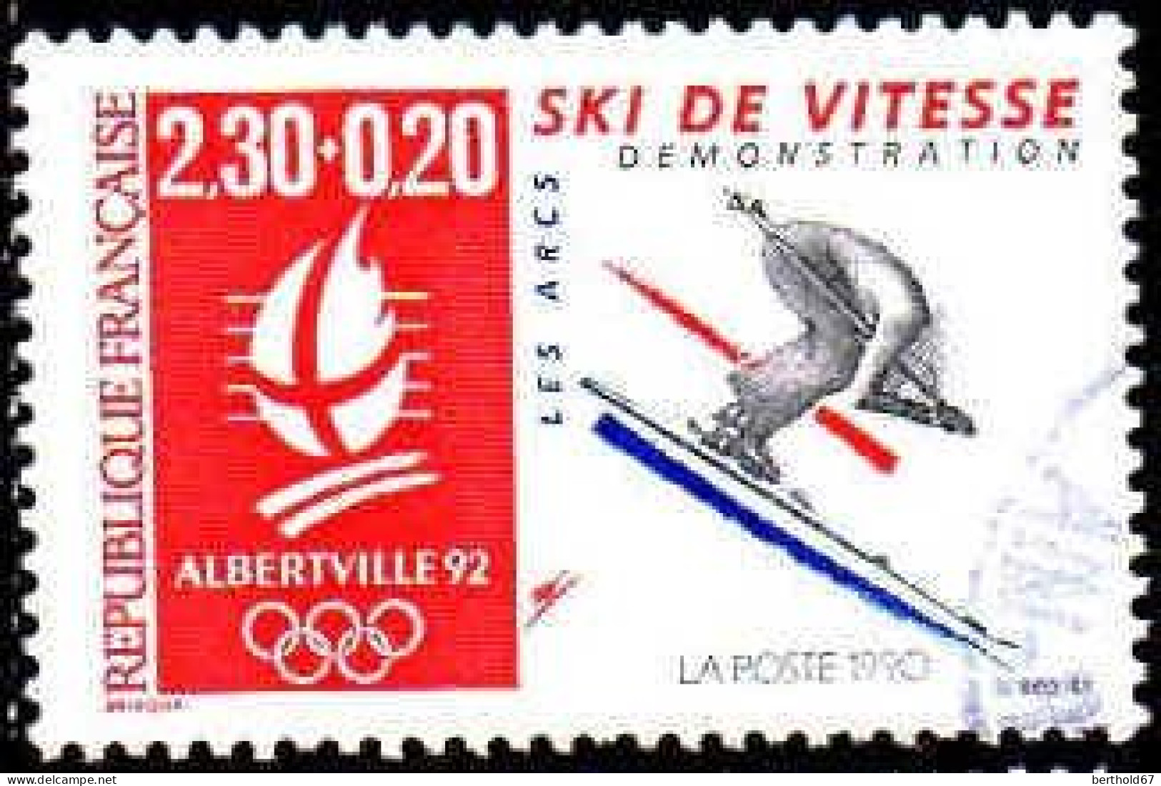 France Poste Obl Yv:2675 Mi:2814 Albertville 92 Ski De Vitesse (cachet Rond) (Thème) - Sci